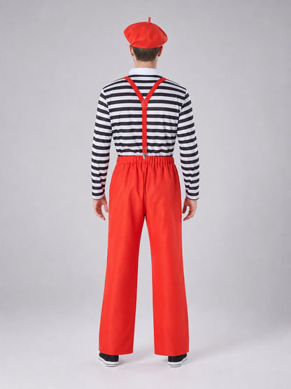 Bright clown costume designed for an expressive stage look and festive