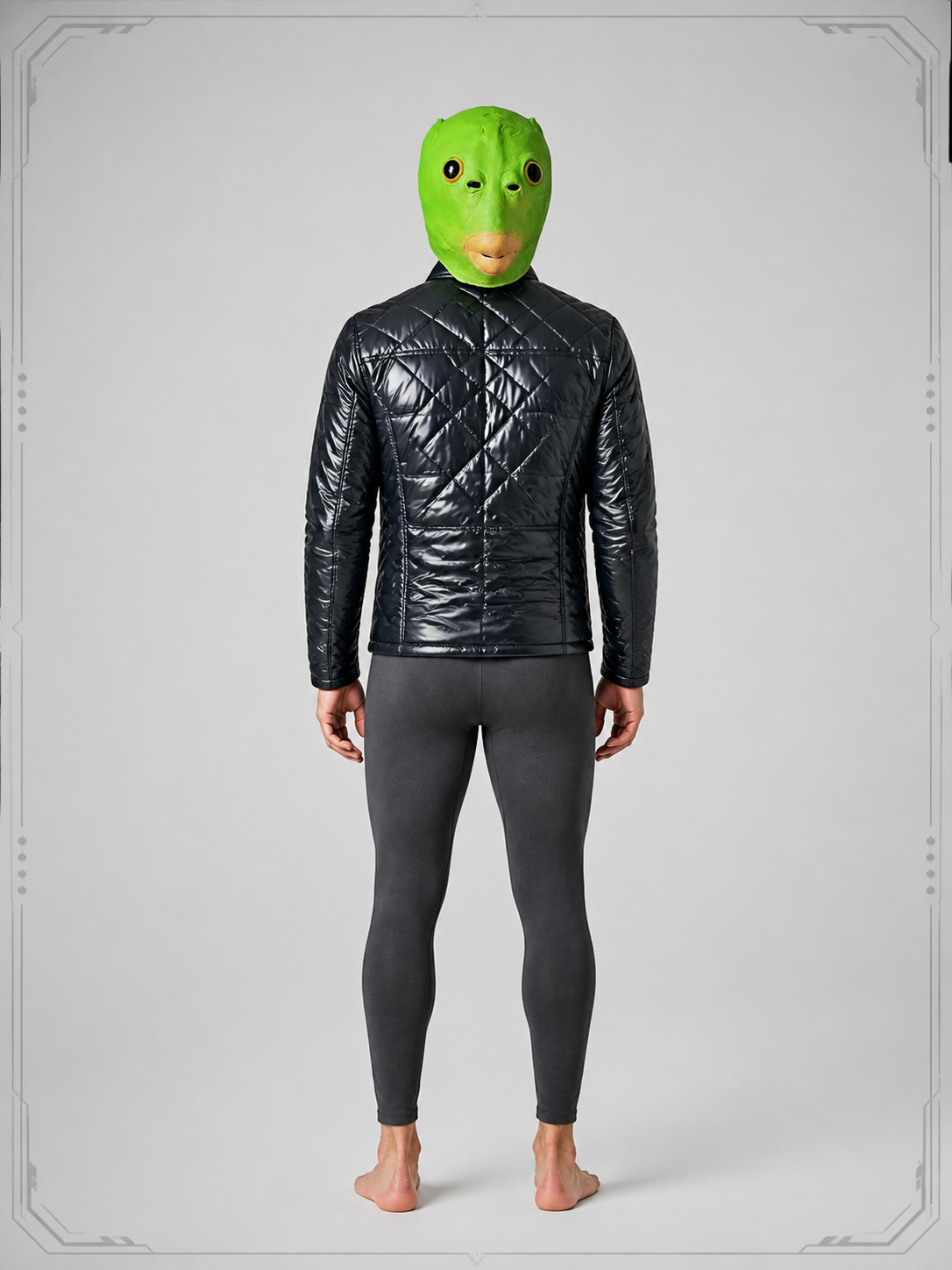 Green Fish Head Halloween Mask back view