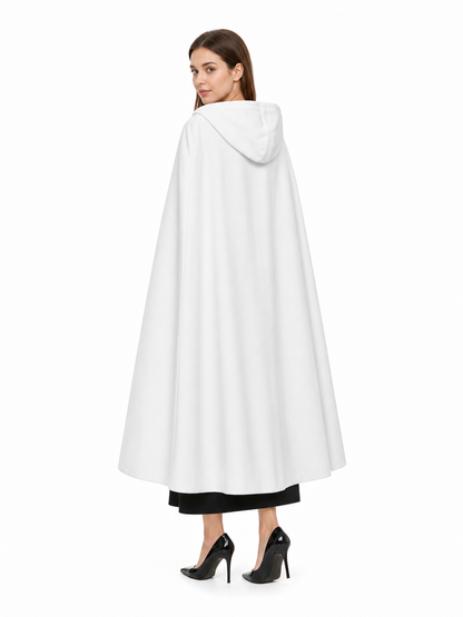 White medieval costume cloak with hood