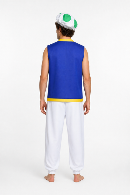 Character Costume with Sleeveless Top, Pants, and Hat back view