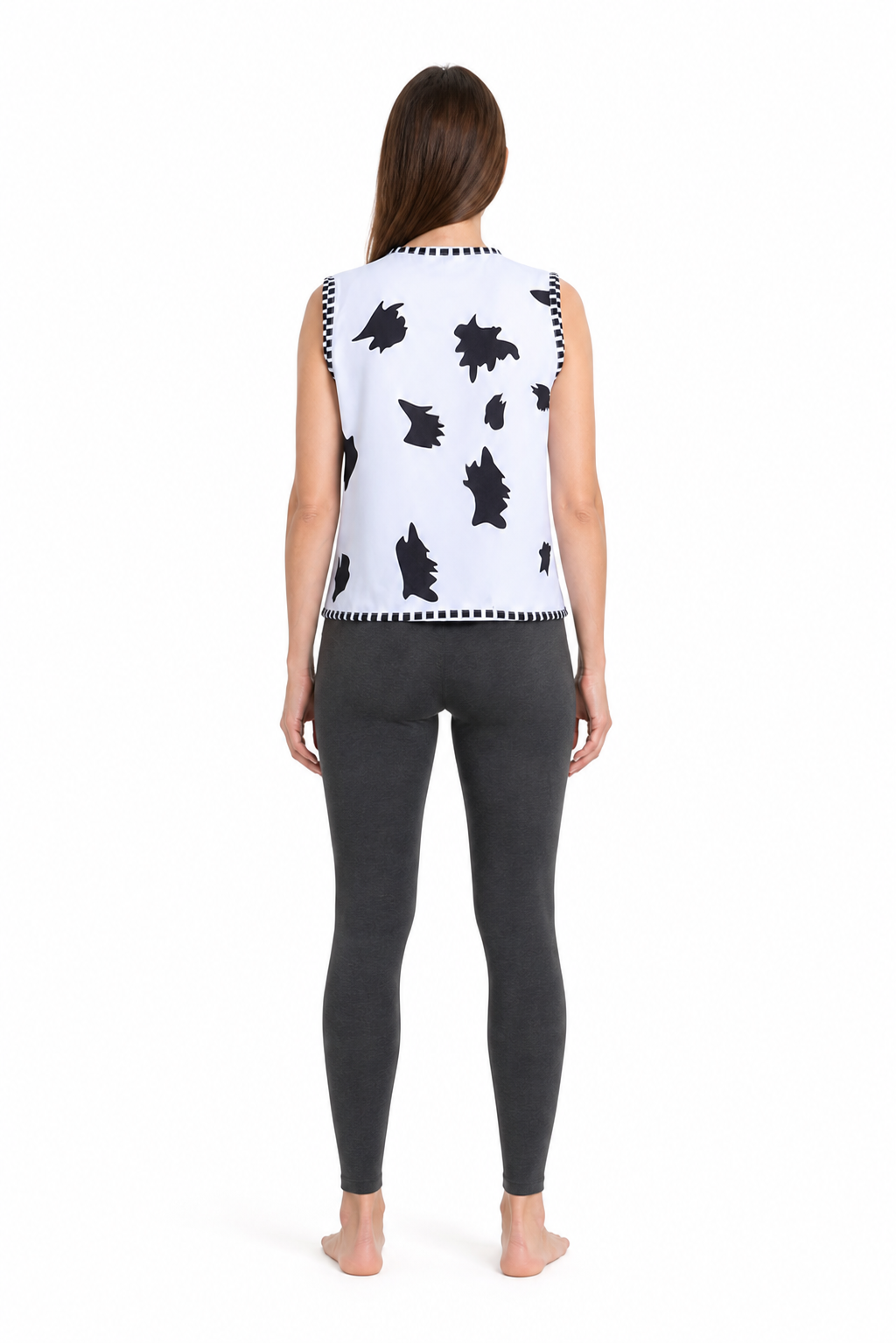 Woody Cosplay Vest: Black Spots, Black-and-White Trim back view