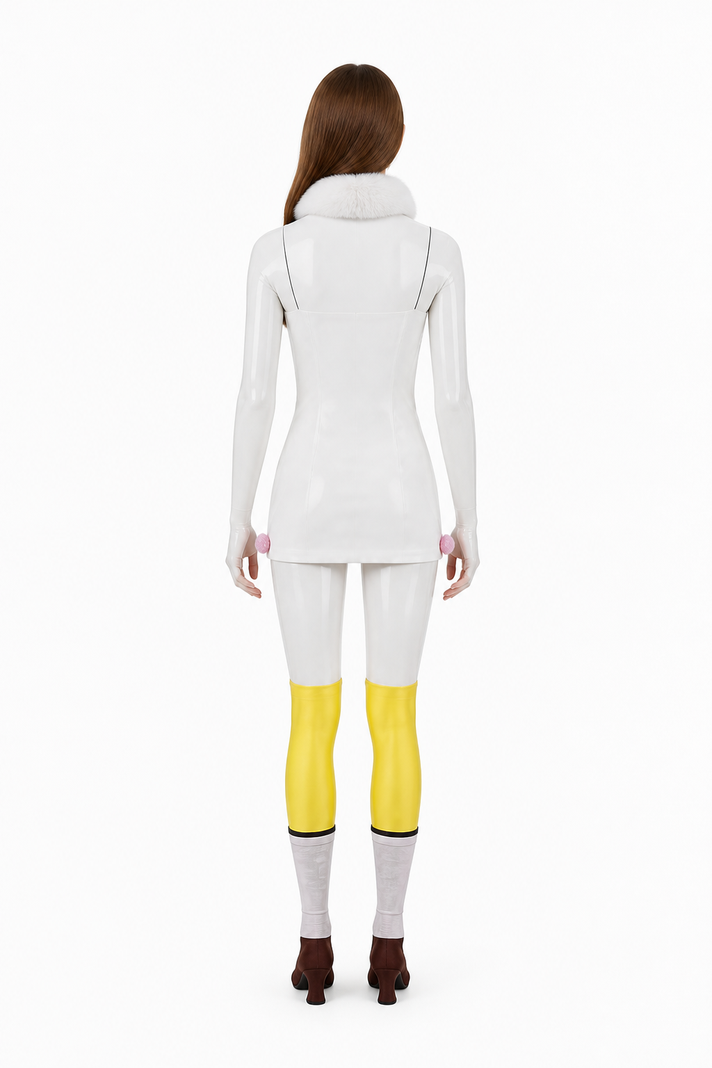 Aries Cosplay Costume with White Dress and Collar back view