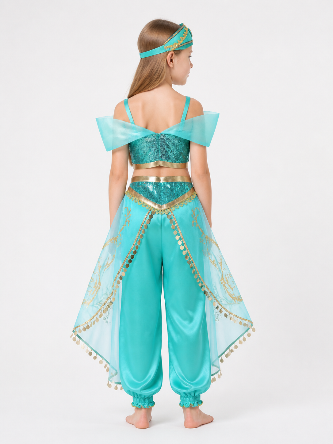 Turquoise Princess Costume for Halloween back view