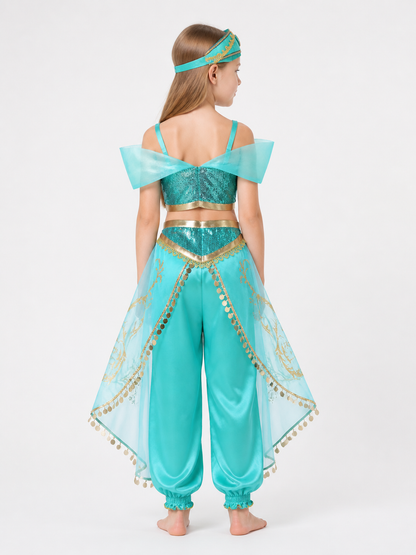 Turquoise Princess Costume for Halloween back view