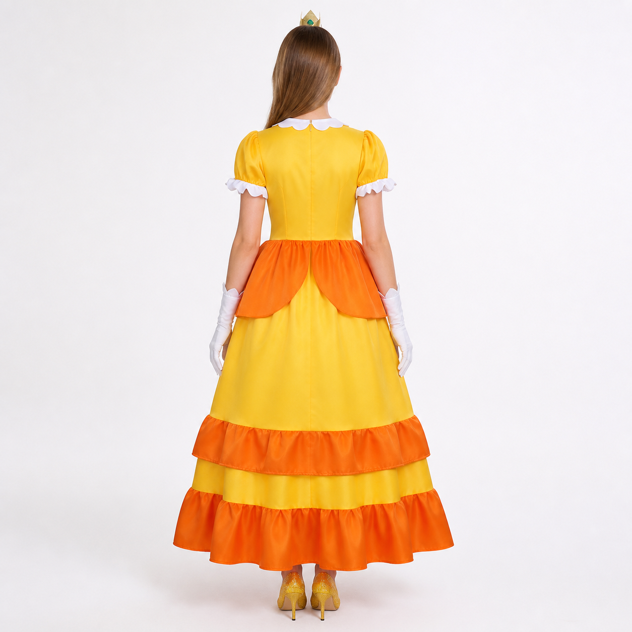 Princess Costume Long Dress with Gloves back view