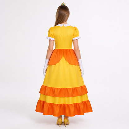 Princess Costume Long Dress with Gloves back view