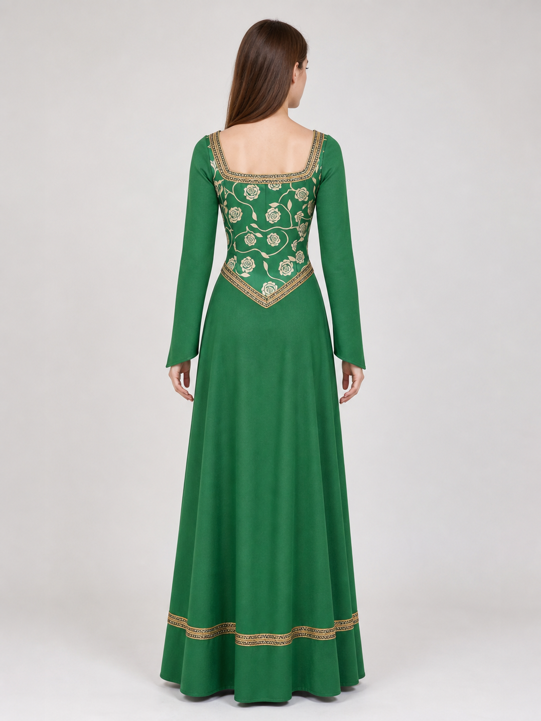 Green Fiona Cosplay Dress with Gold Decoration