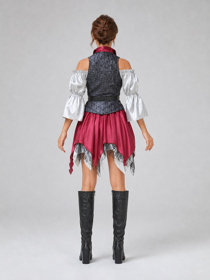 Pirate Costume with Vest and Asymmetrical Skirt