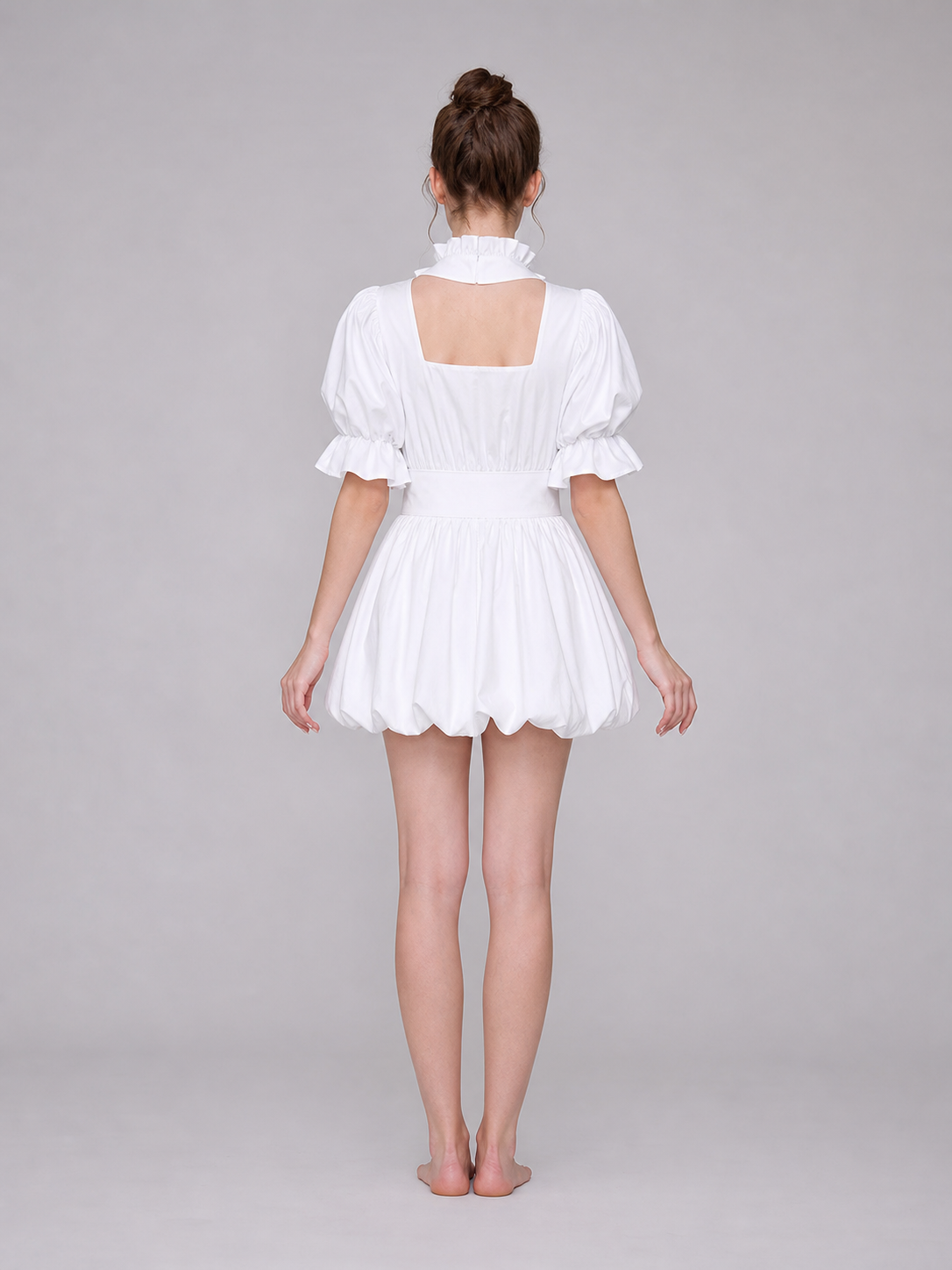 Clown Cosplay Costume with a White Puffed Dress back view