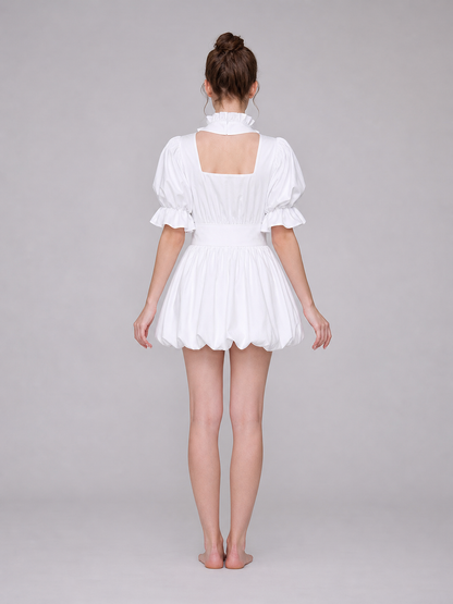 Clown Cosplay Costume with a White Puffed Dress back view