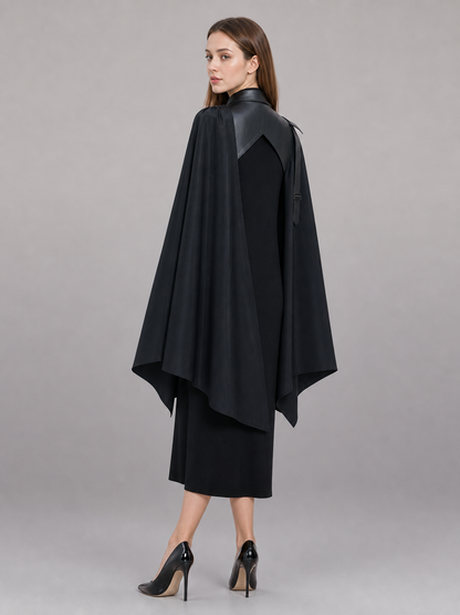 Black Carnival Cloak with a High Collar