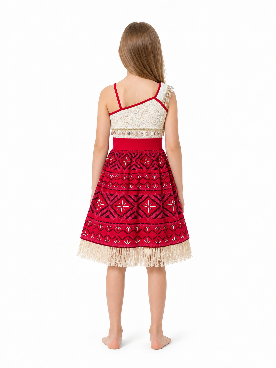 Moana 2 Children's Carnival Dress with Pattern and Fringe