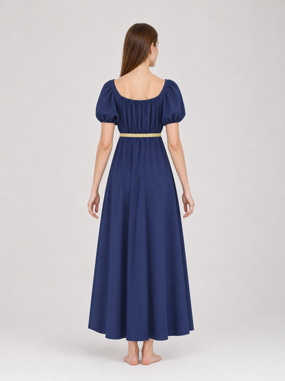 Long Bridgerton-style dress with sleeves