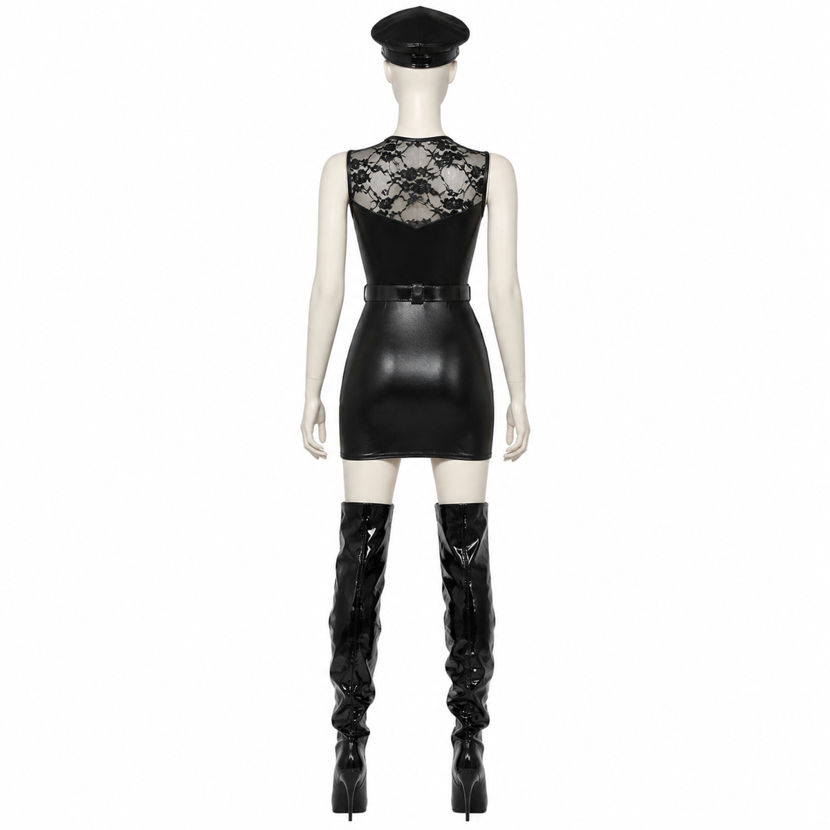 Police Costume with Lace Insert and Decorative Badge back view