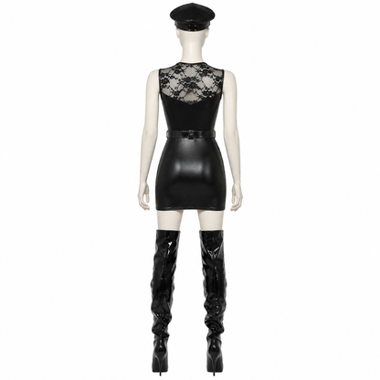 Police Costume with Lace Insert and Decorative Badge back view