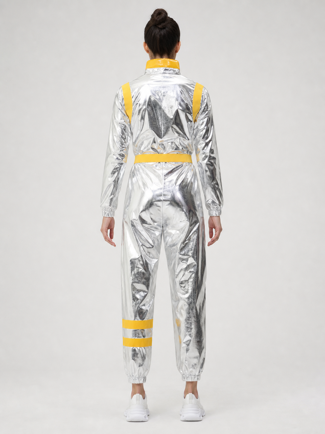 One-Piece Astronaut Costume with Patches and Visor back view