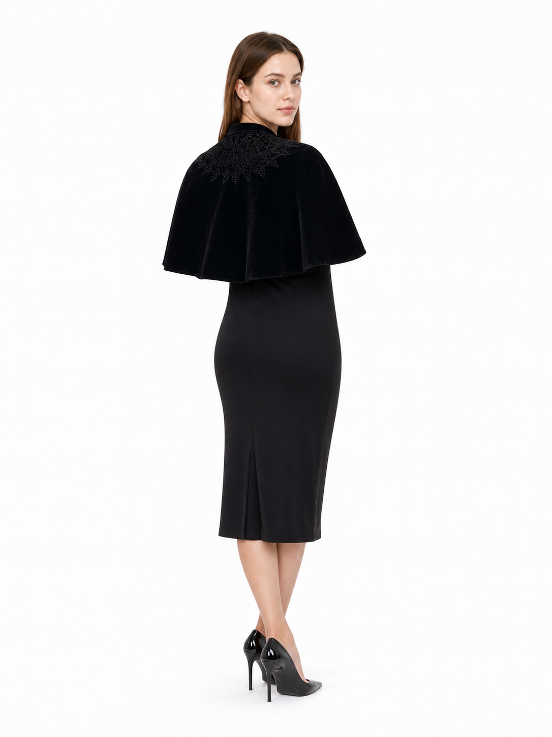 Black Gothic Costume Cape with Lace