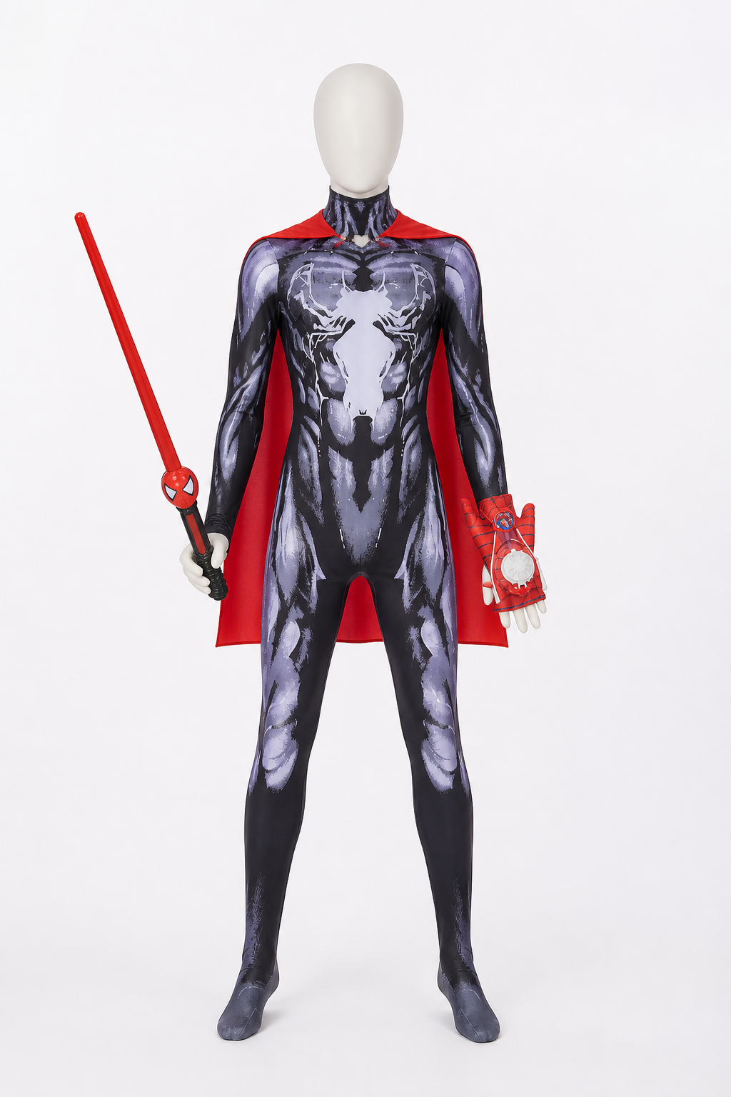 Children’s Venom Costume, Black with White Spider back view
