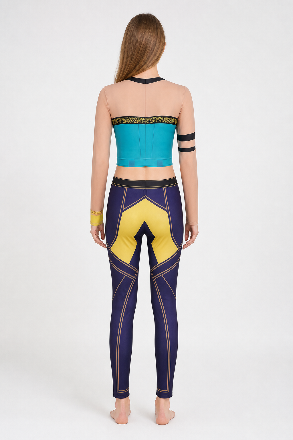 Jumpsuit with a Geometric 3D Print and Flowers back view