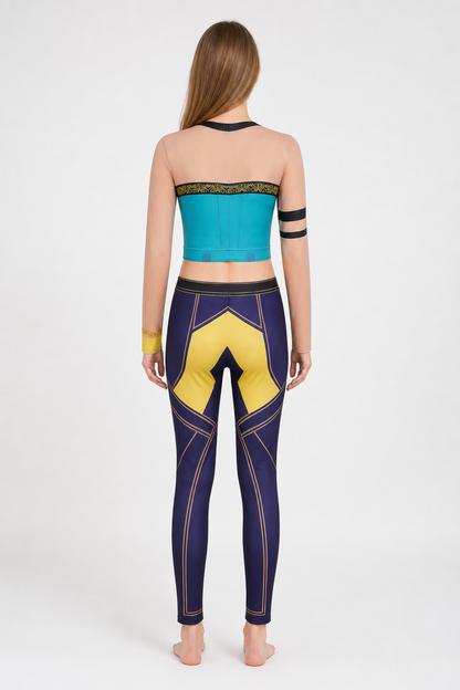 Jumpsuit with a Geometric 3D Print and Flowers back view