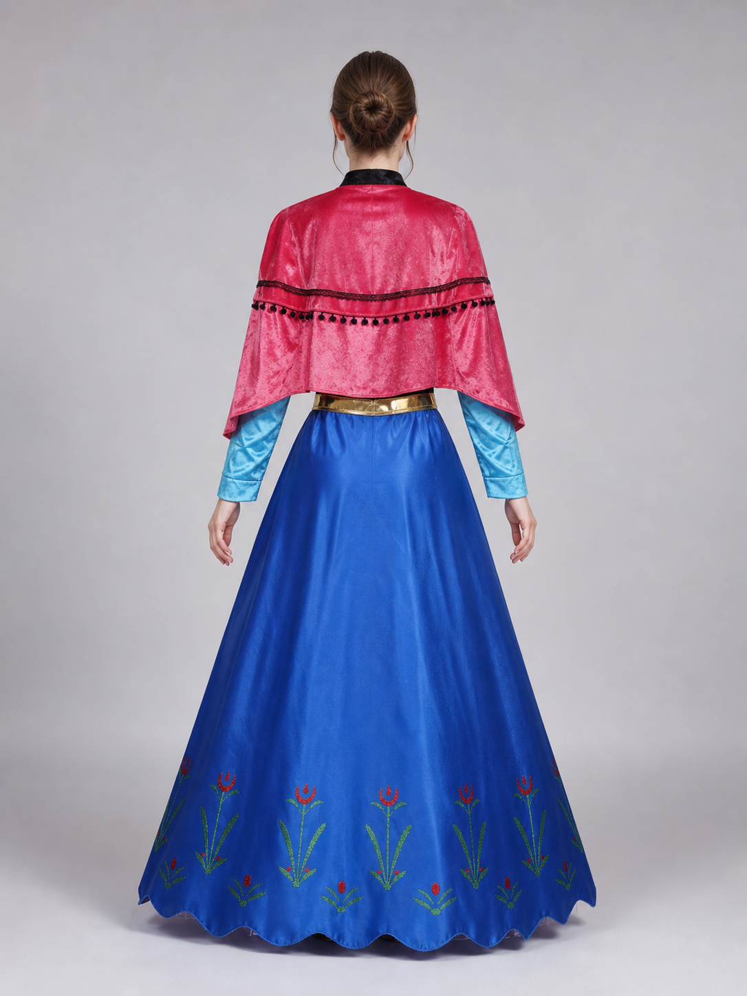 Anna Costume Dress with Cape for Cosplay back view