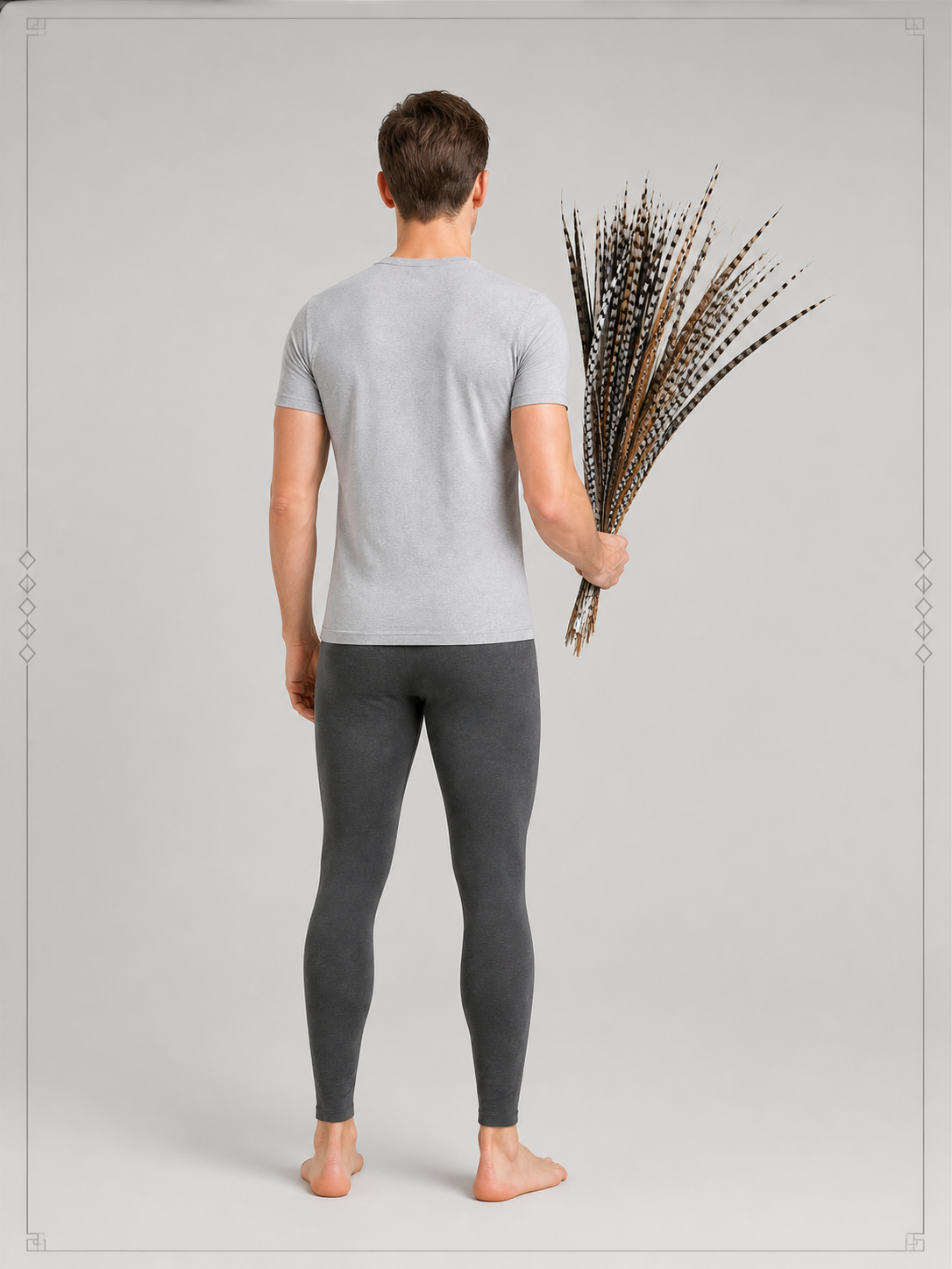 Decorative Black, White, and Brown Feather Bundle back view