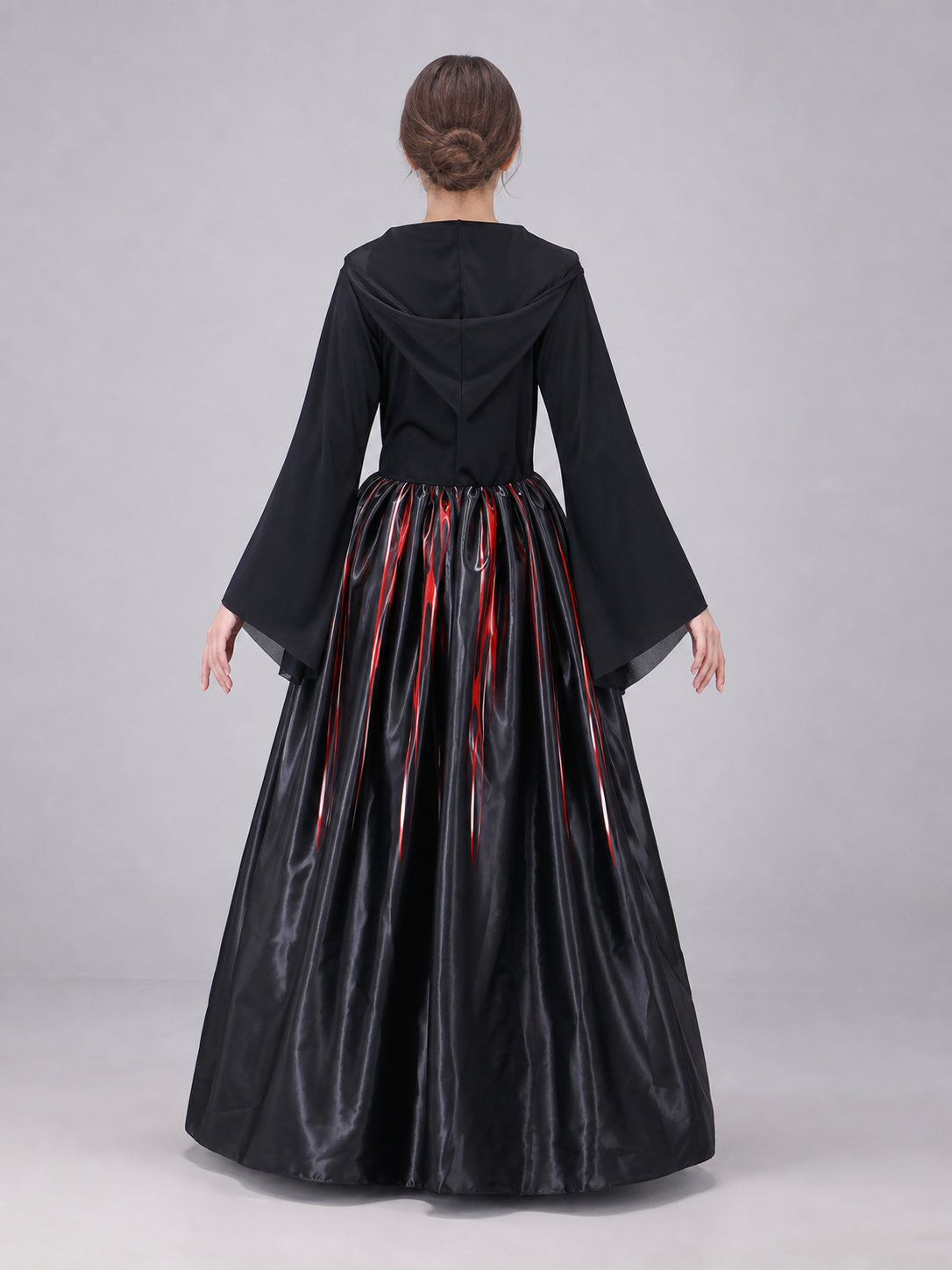 Hooded Cosplay Costume with Striped Skirt