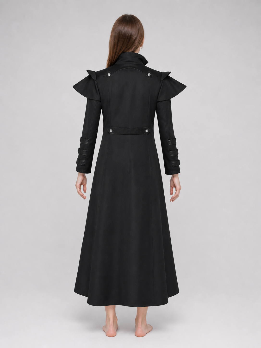 Gothic Coat with Stand Collar and Buckles