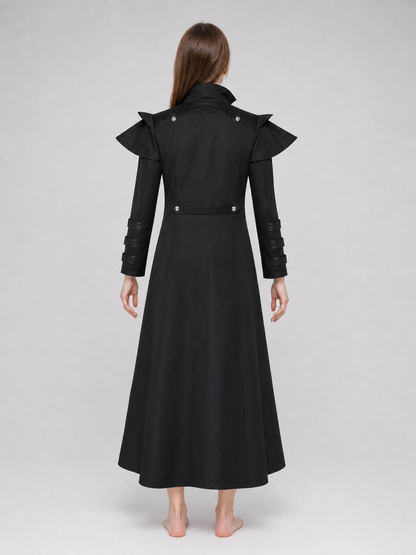 Gothic Coat with Stand Collar and Buckles