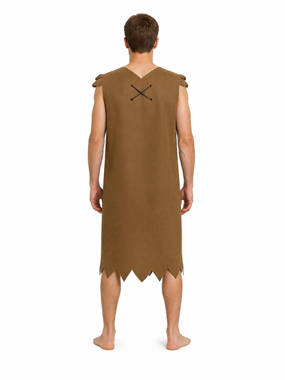 Brown Caveman Costume with a Jagged Hem back view