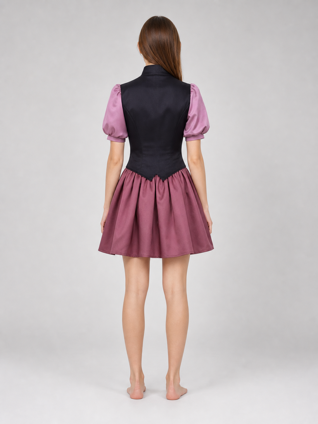 Amity Cosplay Costume: Black Top and Burgundy Skirt