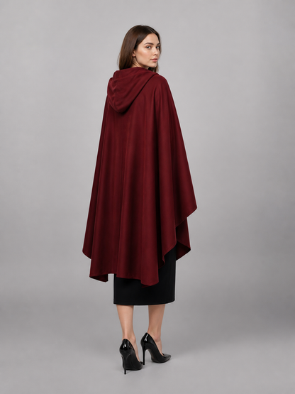 Long Burgundy Hooded Carnival Cloak