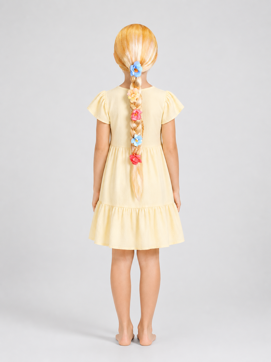 Carnival Wig with a Golden Braid for Halloween and Cosplay back view