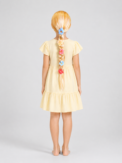 Carnival Wig with a Golden Braid for Halloween and Cosplay back view