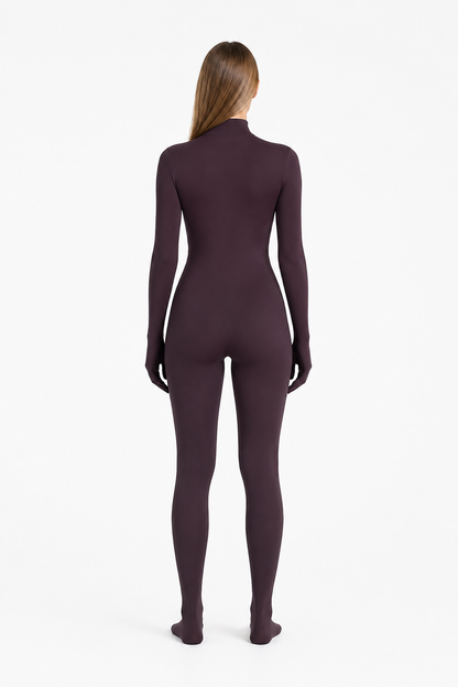 Zentai jumpsuit with covered hands and feet back view