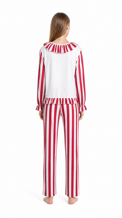 Red and White Clown Costume, 2-Piece Set back view