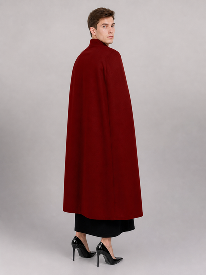Long Burgundy Cassock with Collar and Buttons