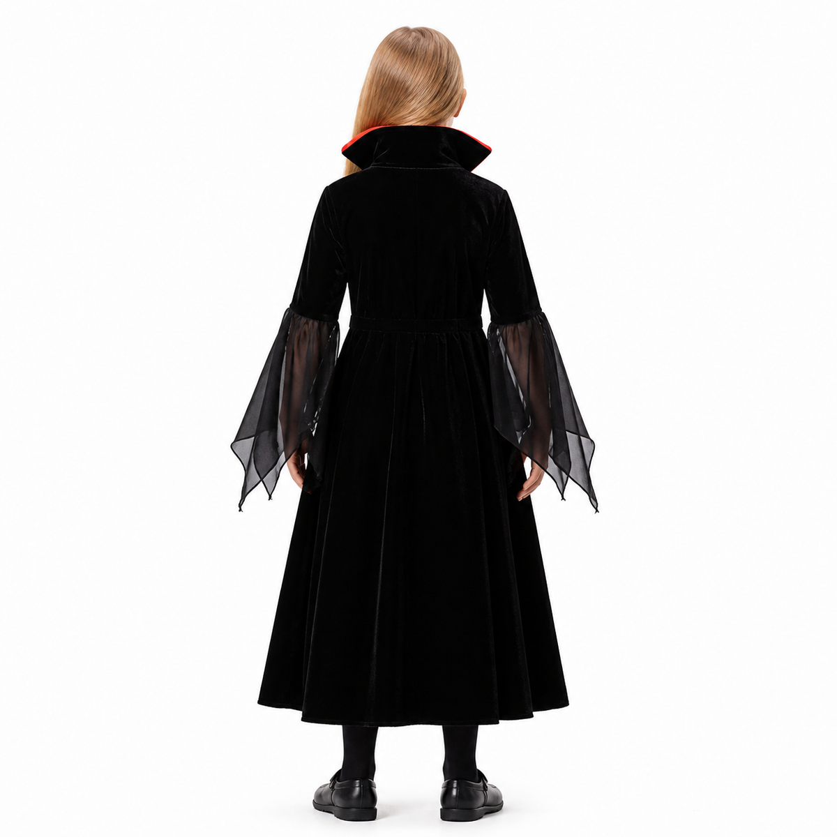 Gothic Vampire Costume with Red Dress back view