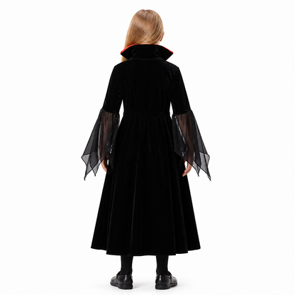 Gothic Vampire Costume with Red Dress back view