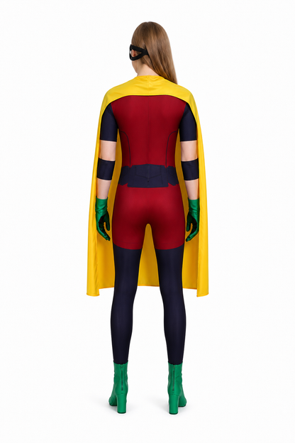 Robin Cosplay Jumpsuit with Cape and Mask