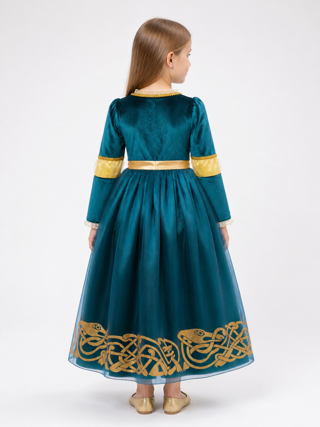 Blue and Gold Princess Costume for Halloween back view