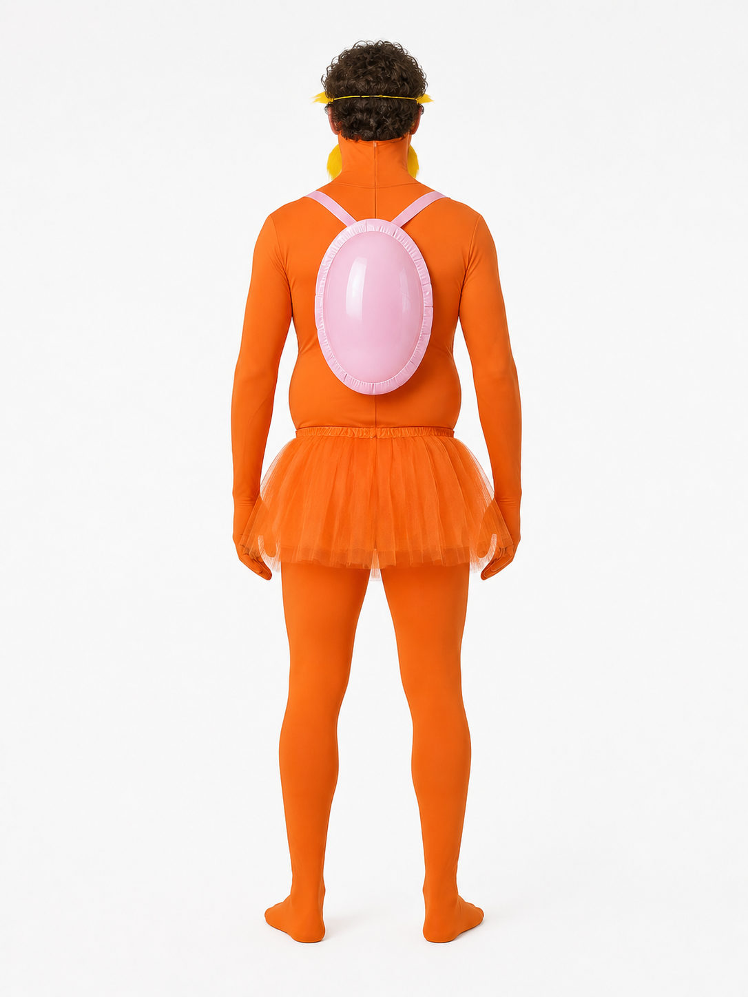 Halloween Jumpsuit Costume with a Fake Belly and Skirt back view