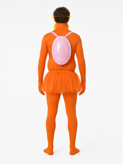 Halloween Jumpsuit Costume with a Fake Belly and Skirt back view