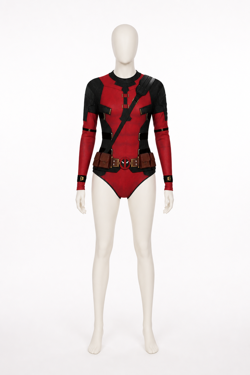 Red and Black Superhero Jumpsuit with 3D Print back view