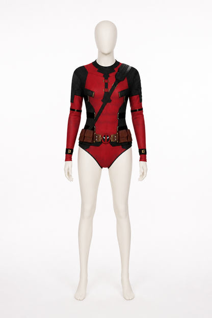 Red and Black Superhero Jumpsuit with 3D Print back view