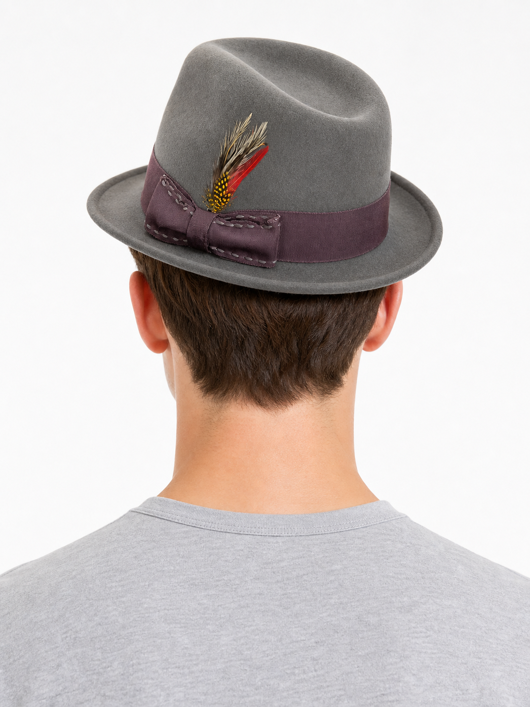 Carnival Fedora Hat with Feathers for Masquerade