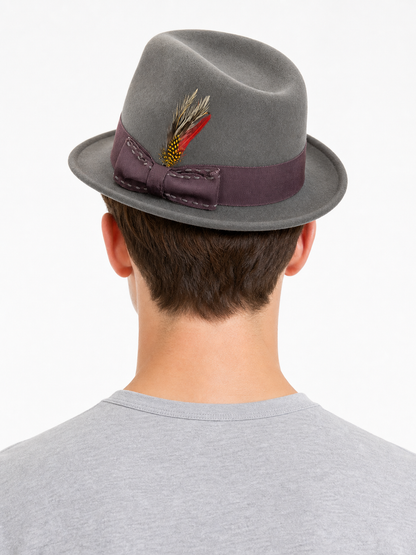 Carnival Fedora Hat with Feathers for Masquerade