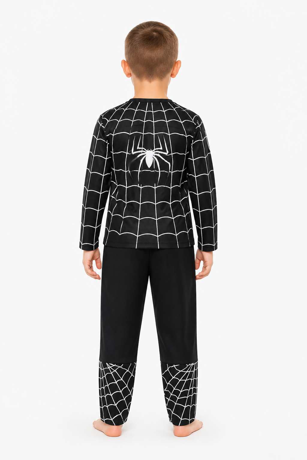 Children's Spider-Man costume with mask and pants back view