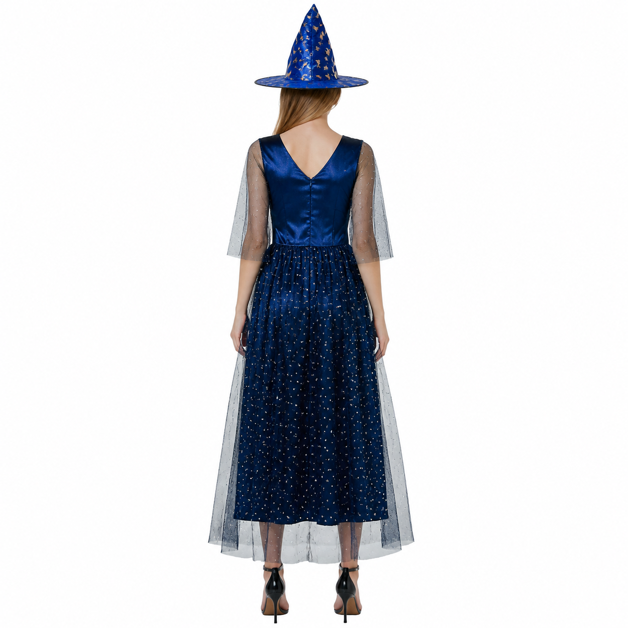 Dark Blue Halloween Costume with Hat back view