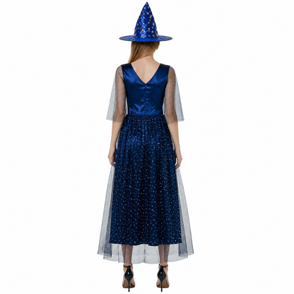 Dark Blue Halloween Costume with Hat back view